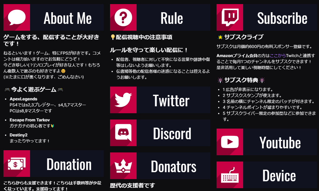 Twitchパネル